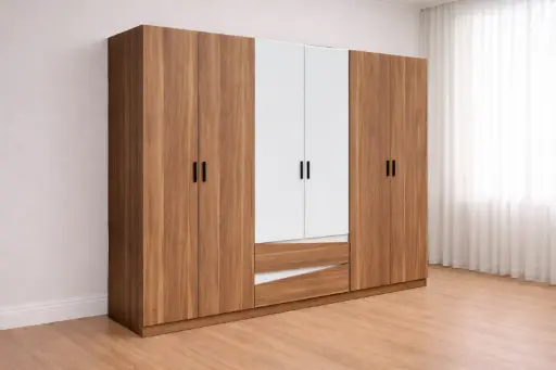 [30199] ARMOIRE VALENZA REF 710 (3PC) 6 PTS WALNUT/WHITE