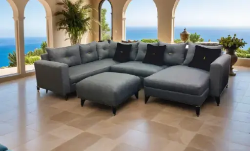 [30440] SOFA LUCIANA (LHS)L SHAPE BLACK 7 BIG/3 SMALL  CUSHION 