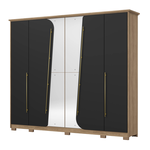 [30465] ARMOIRE DUBAI REF D322-208 6PTS / 6TIRS JEQUITIBA/BLACK