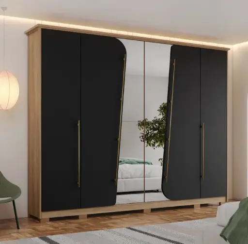 [30465] ARMOIRE DUBAI REF D322-208 6PTS / 6TIRS JEQUITIBA/BLACK