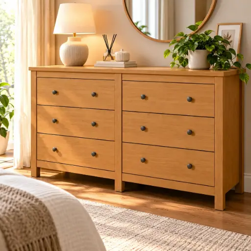[30480] COMMODE MAGGIORE 6 TIRS ALMOND CLEAN