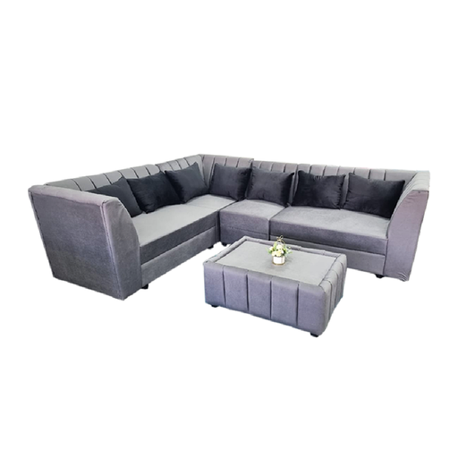 [30327] SOFA MATILDA L SHAPE  7 CUSHION + TDM REF VELOUR 8/VELOUR 9 GREY