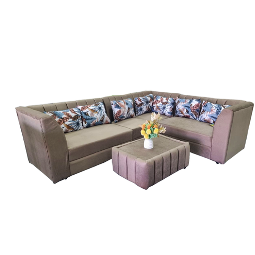 [30326] SOFA MATILDA L SHAPE  7 CUSHION + TDM REF VELOUR 2/VELOUR 1 BROWN 