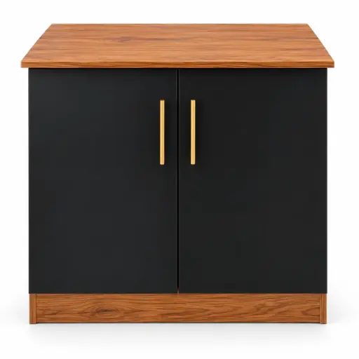 [30545] BASE CABINET CAMEROON I 800 MM 2 DOORS BLACK &  BROWN