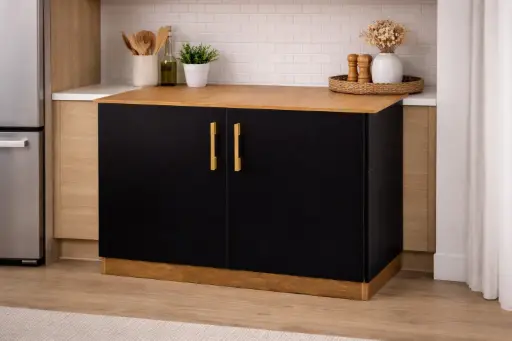 [30545] BASE CABINET CAMEROON I 800 MM 2 DOORS BLACK &  BROWN