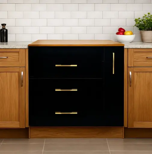 [30546] BASE CABINET + SPICE RACK CAMEROON 3TIRS BLACK &  BROWN