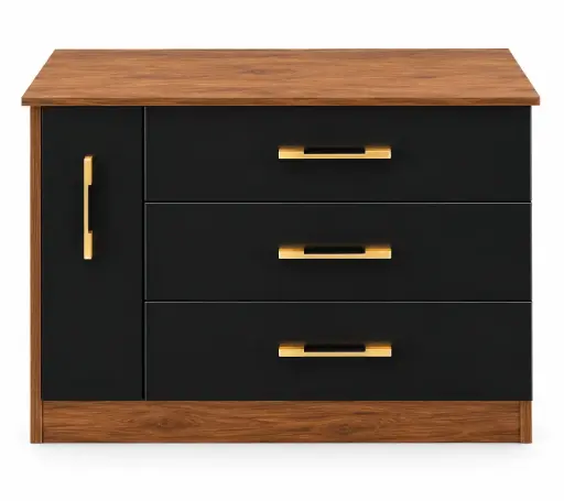 [30546] BASE CABINET + SPICE RACK CAMEROON 3TIRS BLACK &  BROWN