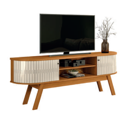 [30569] MEUBLE TV VALENCIA 2PTS CINNAMON / OFF WHITE 