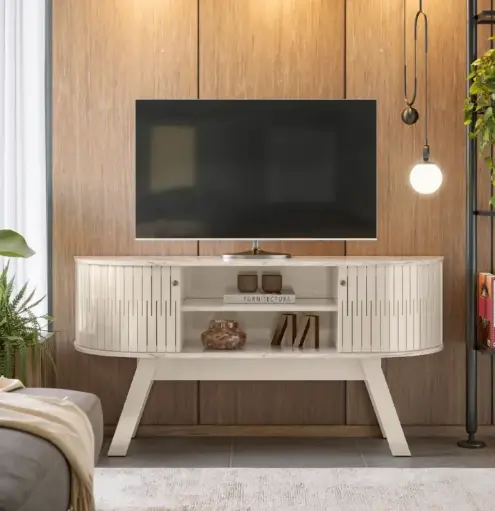 [30571] MEUBLE TV ATLANTA 2PTS CALACATA / OFF WHITE 