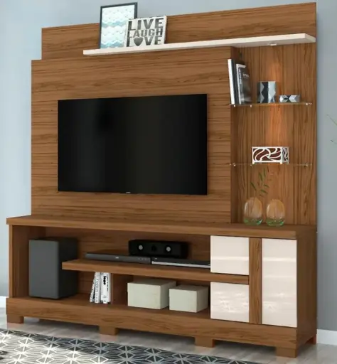 [30584] MEUBLE TV ALAN 1 PT  NATURAL/OFF WHITE 