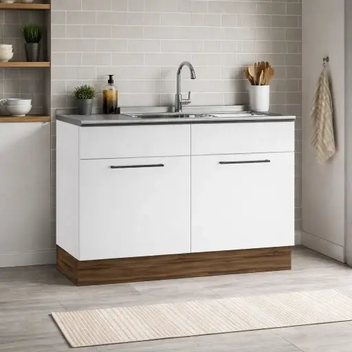 [30654] KITCHEN EXCLUSIVE BASE UNIT 2 DRS 2 DRWS WITH SINK WHITE 