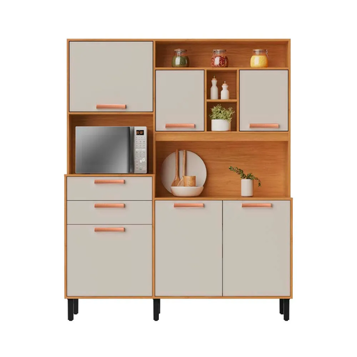 [30672] KITCHEN NAPLES CABINET 6 DRS + 2 DRWS CINNAMON / OFF WHITE 