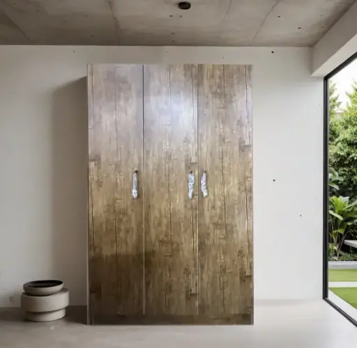 [30737] ARMOIRE GRAVIX 3 PTS +4 TABLETTE+ PENDERIE  BROWN