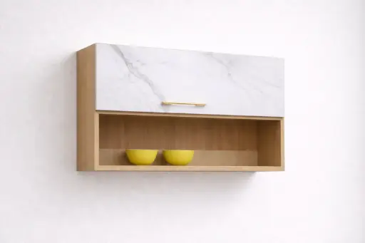 [30780] KITCHEN FLAP WENDY 1 PTS + 1 OPEN SHELF W900*D320*H300 COCO/STONE