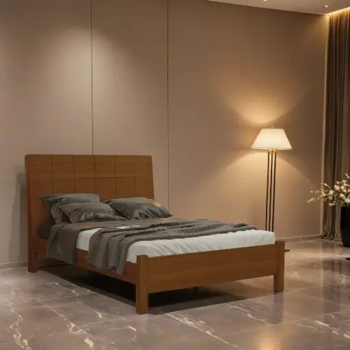 [30837] BED QUALITY II 4'6 1.40 X 1.90 HAZELNUT