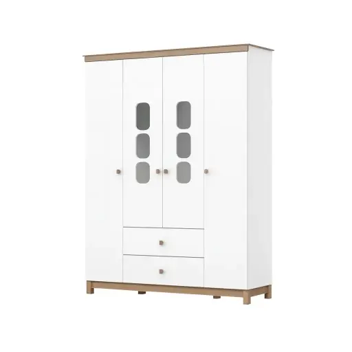 [29914] ARMOIRE ACONCHEGO REF I129-190 4PTS WHITE/JEQUITIBA HP