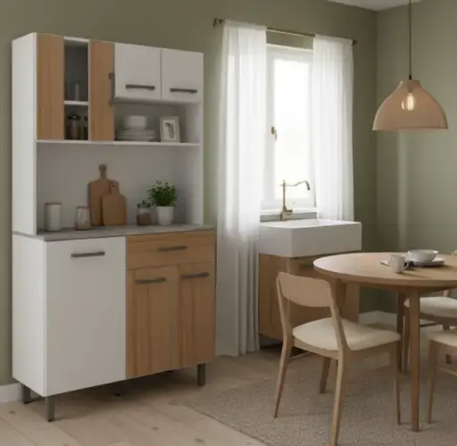 [30859] KITCHEN SET LUZIANIA REF CS1015 4PTS / 2 FLAPS / 1 TIR ALMOND/WHITE 