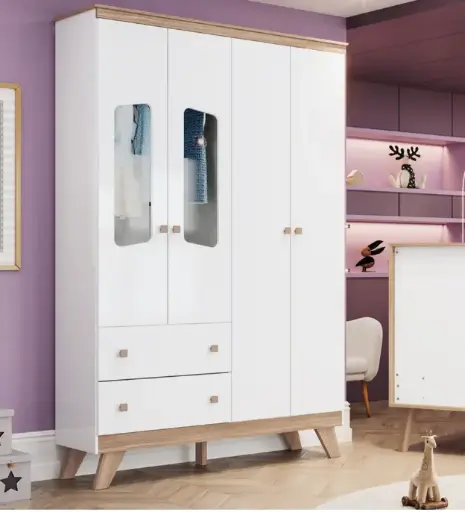 [30889] ARMOIRE CONFETE REF I125-190 4PTS WHITE / JEQUITIBA