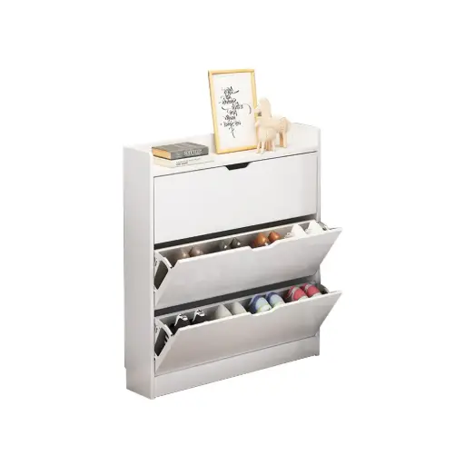 [30916] SHOE CABINET 3 SHELVES CASTELL WHITE