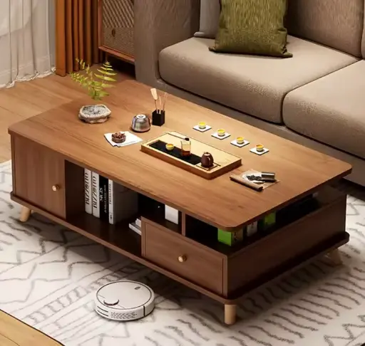 [30920] COFFEE TABLE HENRYETTA 1PT + 1TIR RECTANGLE BROWN