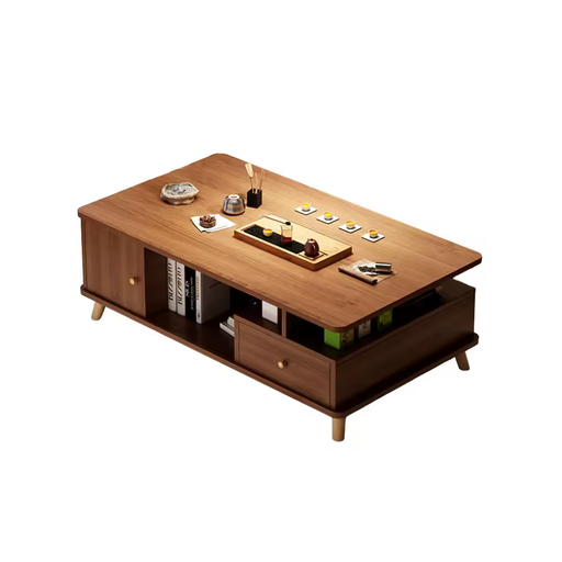 [30920] COFFEE TABLE HENRYETTA 1PT + 1TIR RECTANGLE BROWN