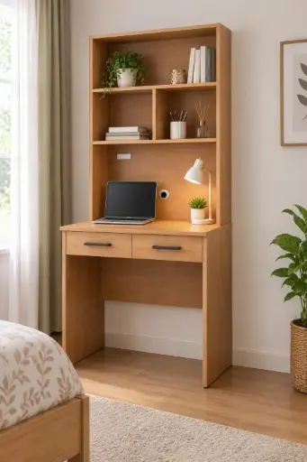 [30929] OFFICE TABLE RECTANGLE PAYSON 2TIRS + SHELVES BROWN
