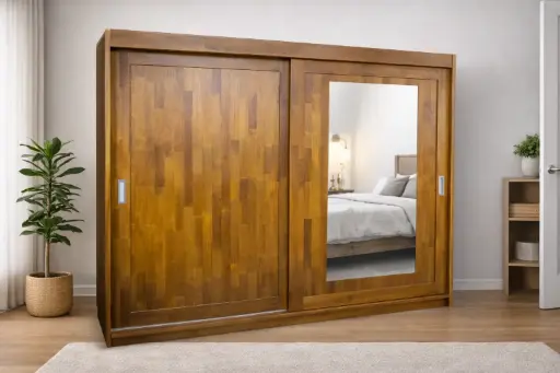 [31294] ARMOIRE MIDLEY SLIDING 2PTS+2TIRS+Tablette + MIRROR EXT ORANGE 