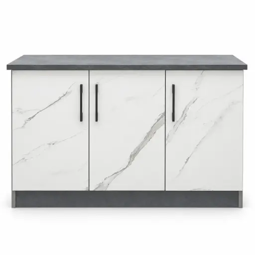 [31380] KITCHEN NAOMI (30506) BASE CABINET 3PTS-1400W-WITH DOOR GREY/WHITE 