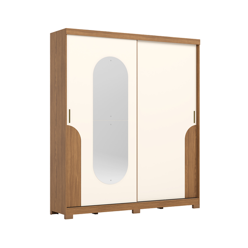 [31484] ARMOIRE TALLES REF D335-127 2PTS SLIDING 1 MIRROR NATURE / OFF WHITE