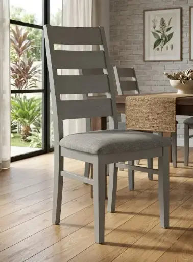 [31516] DINING CHAISE DENMARK ANTIQUE GREY FABRICS DARK BROWN
