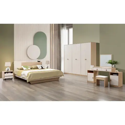 [31523] BED ROBSON REF DZ-26 (3PCS) 6'0 NEW BURLY WOOD / CREAM MAT