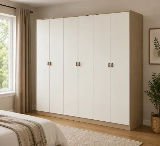 [31526] ARMOIRE ROBSON REF DZ-26 6PTS NEW BURLY WOOD / CREAM MAT (WITH LED LIGHTS)