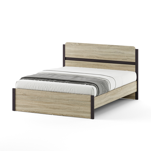 [31561] BED MONTREAL (3PCS) 5'0 SONOMA OAK & WALNUT