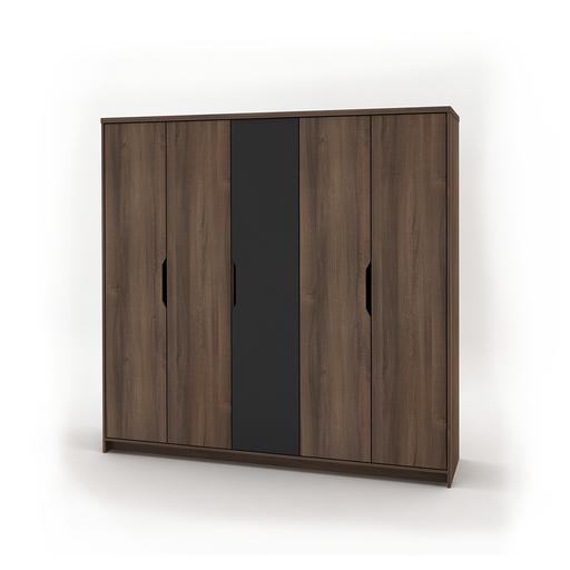 [31575] ARMOIRE QUINTON (3PCS) 5PTS WALNUT & BLACK