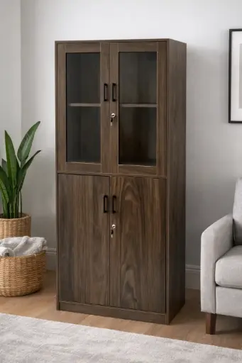 [31659] FILING CABINET LEMBERG 2 DRS GLASS / 2 DRS PLAIN