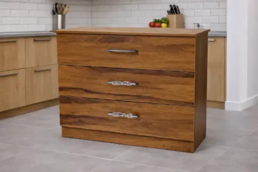 [31692] BASE UNIT FANCY IV 3 DRAWER PLYWOOD BROWN
