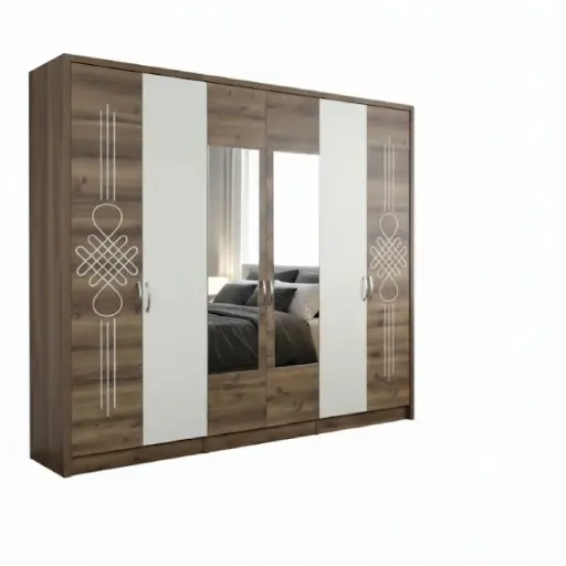 [31713] ARMOIRE GRACE 6PTS + MIRROR WITH LED LIGHT DESIGN HUTIT /WHITE 