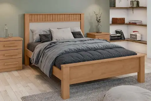 [31716] BED ATHENAS (3PC) 4'6 ALMOND CLEAN/OFF WHITE / ALMOND CLEAN 