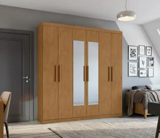 [31717] ARMOIRE JAZZ (4PC) 6 PTS + MIRROR ALMOND CLEAN