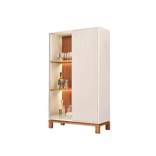 [31688] LIVING GLASS CABINET MONDRIAN 2 PTS (2PCS) OFF WHITE MR / FREIJO