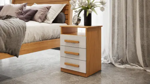 [31753] TABLE DE NUIT MALIBU 3 TIRS NATURE / OFF WHITE