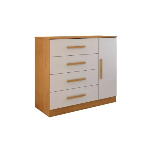 [31755] COMMODE ZEUS 4TIRS 1PT NATURE / OFF WHITE