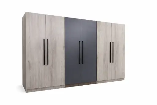 [31773] ARMOIRE NICE 6 PTS TABLETTE/PENDERIE GREY