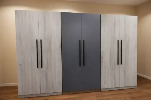 [31773] ARMOIRE NICE 6 PTS TABLETTE/PENDERIE GREY