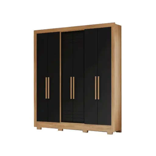 [31778] ARMOIRE CARLOTA REF B366-215 (2PCS) 6PTS NATURE/BLACK 