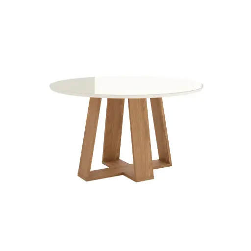[31784] DINING TABLE LINS REF SC130-127  ROUND 1400mm WITH GLASS NATURE / OFF WHITE