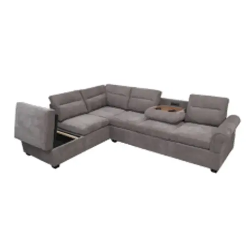 [31791] SOFA KAIFA REF SF2545 CORNER WITH STORAGE OTTOMAN + 2 PILLOWS GREY