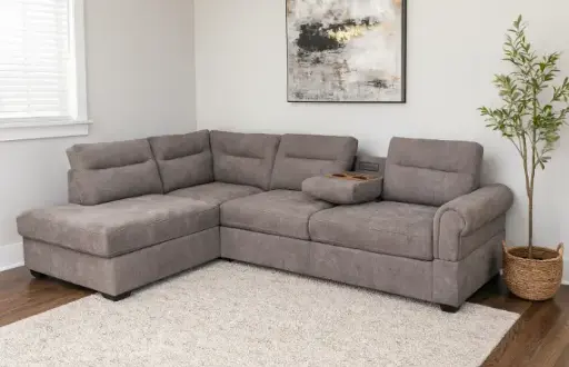 [31792] SOFA KAIFA REF SF2545 CORNER WITH STORAGE OTTOMAN + 2 PILLOWS BROWN