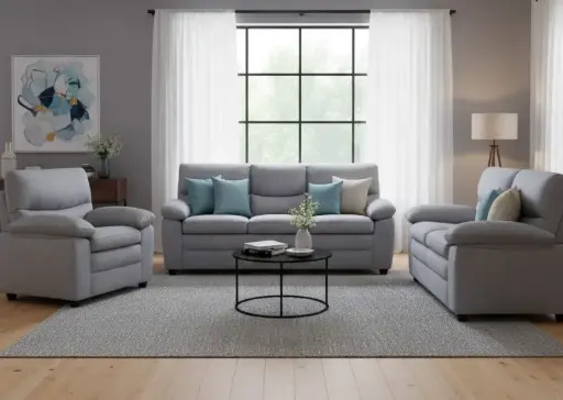 [31794] SOFA STATIONARY REF 9612B SET 321 GREY (XT-18)