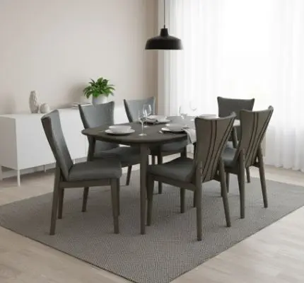 [31796] DINING SET ANETZ REF JYT016 6 PLACES + 6 CHAISES REF JYC039 REMB (4 PCS) 12629-CURCAO ELM